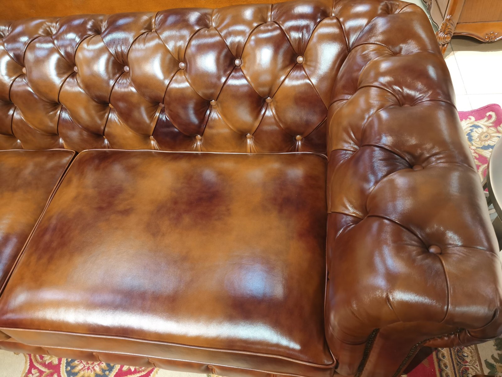 American Retro Full-Grain Leather Chesterfield sofa - Image 5